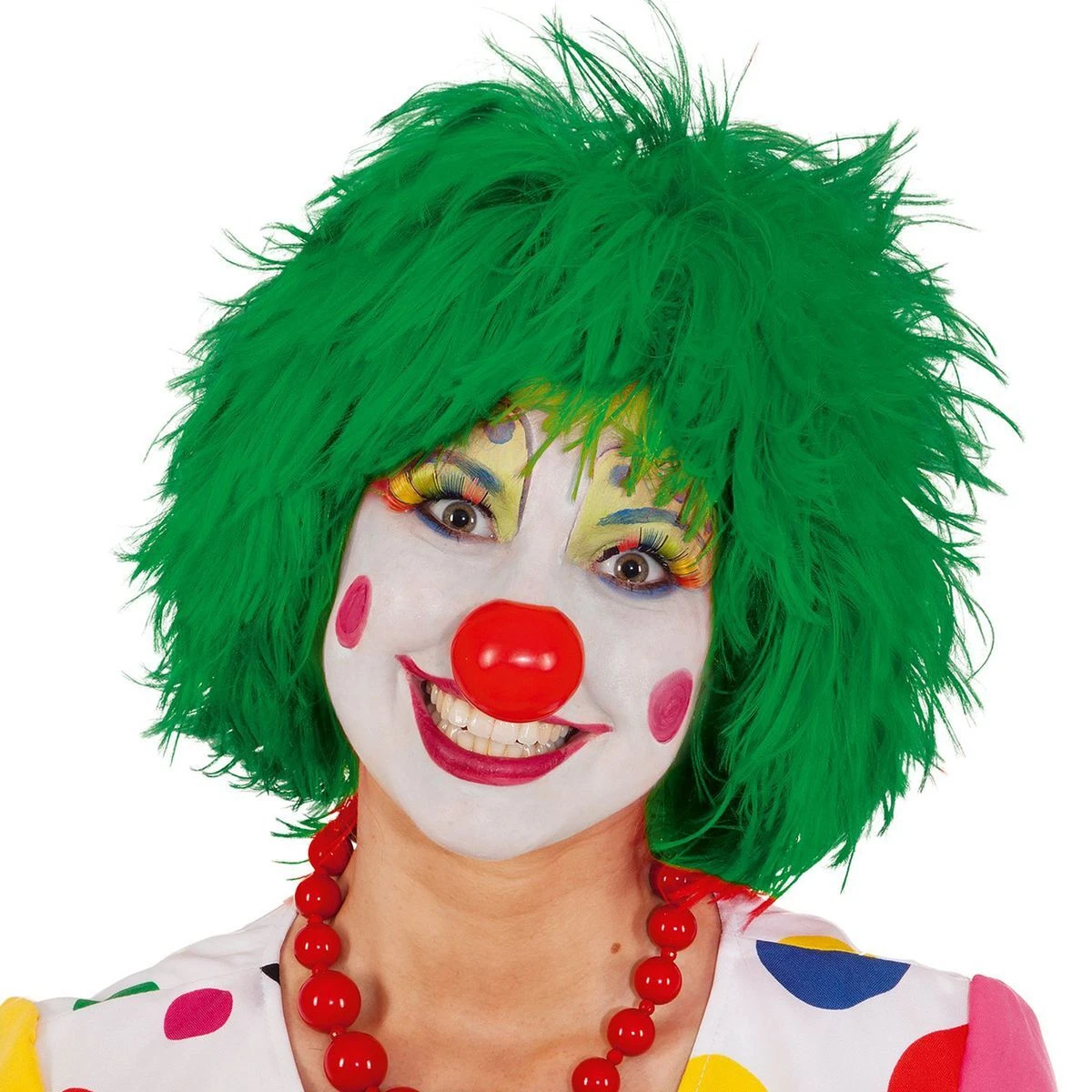 Clown Kostüm Set 4-teilig - Lockenperücke, Bunte Krawatte, Nase & Handschuhe Für Karneval