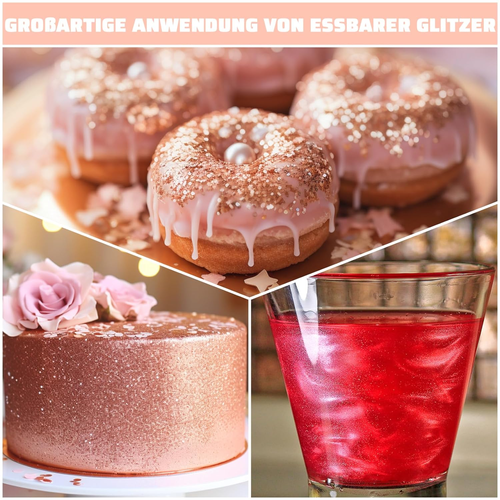 Essbarer Glitzer Für Getränke - 2 Farben Lebensmittelfarbe Pulver Set Glitzer Es - Bild 5 von 12