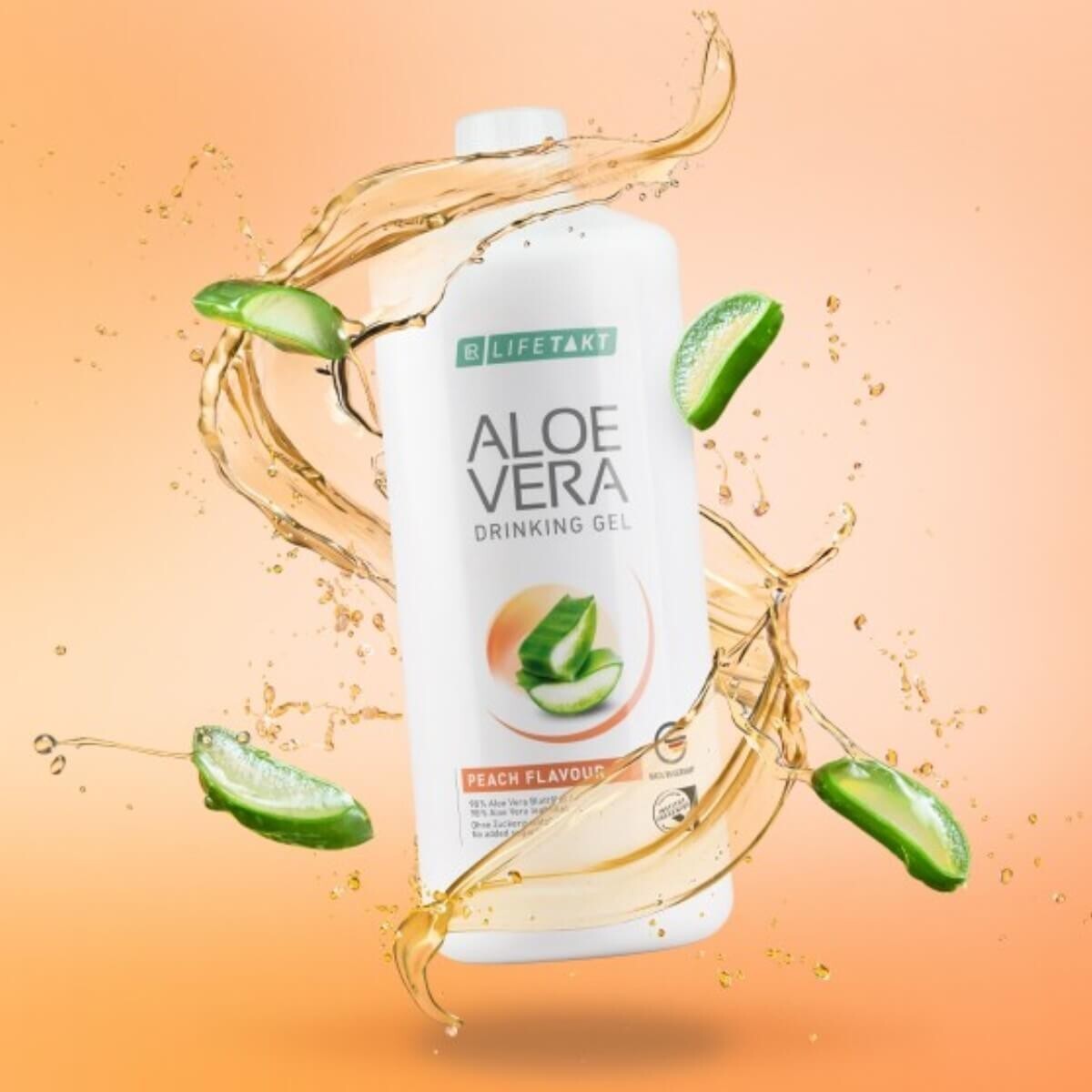 LR Lifetakt Aloe Vera Drinking Gel - Saveur Pêche - Pack De 3 Bouteilles - Neuf
