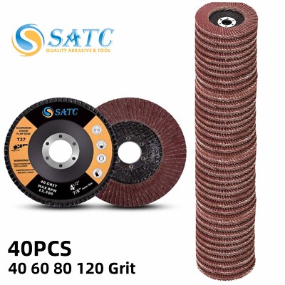 40x Flap Disc 4.5" 4-1/2 40 60 80 120 Grit For Grinder Sanding Grinding ...