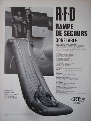 5/1967 PUB RFD SAFETY ESCAPE SLIDE RAMPE DE SECOURS AUFBLASBAR ORIGINAL FRANZÖSISCHE ANZEIGE