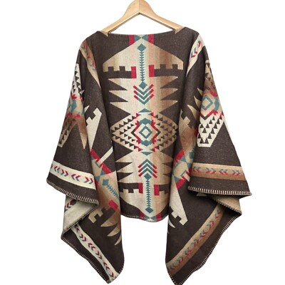 Vtg Ralph Lauren Native America Southwestern Indian Boho Aztec Poncho Cape  Shawl