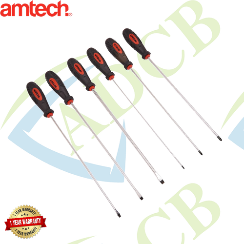 6 Pc Comfort Grip Long Reach Screwdriver Set Extra Long Screwdrivers 5032759040001 eBay