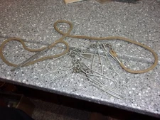 B590 vintage fish stringer with rope and odd twisted fish holders