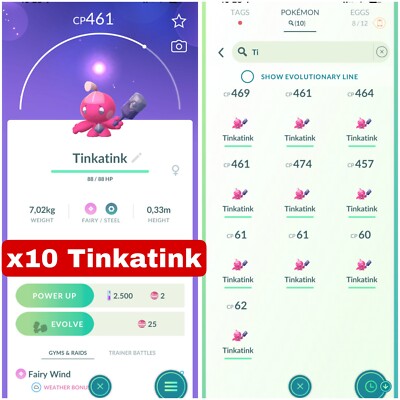 Pokémon Go | Tinkatink x10 | Mini P T C 100K Stardust