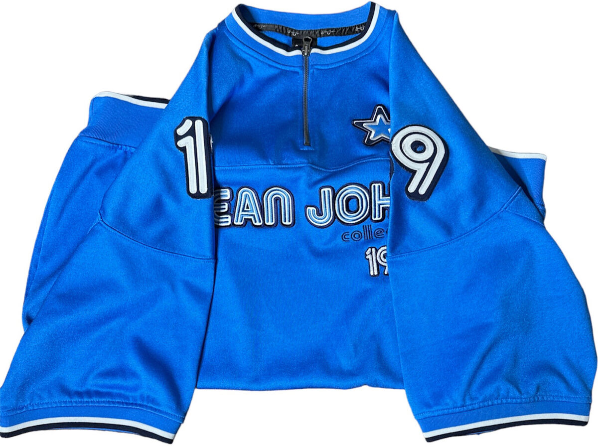 Sean John Jersey Men's XXL Blue 1969 Zip Collar Side Pockets Sean John Jersey Men's XXL Blue 1969 Zip Collar Side Pockets