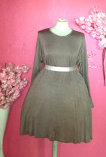 WOMEN PLUS SIZE LONG SLEEVE TAUPE MIDI DRESS ( SIZE UK16-18 )