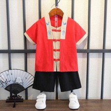 2Pcs Kids Boys Hanfu Tang Suit Chinese Traditional Clothes Toddler Costume