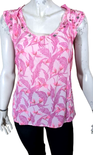 💕 One Step Taille 36 💕 Superbe haut top tee shirt débardeur rose femme coton m - Photo 1/6