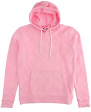 Champion Quilted Hoodie Sweatshirt Brushed Fleece Knit Pullover Unisex Pink Poly