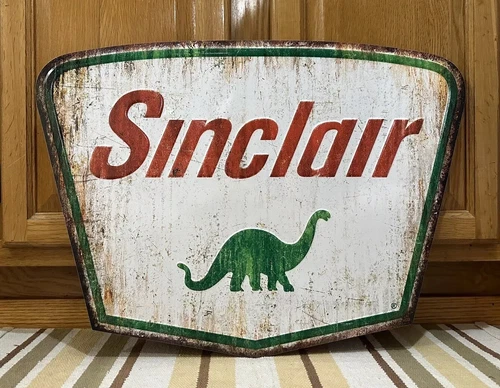 Sinclair Dino Gasoline Metal Sign Garage Vintage Style Wall Decor Tools Oil