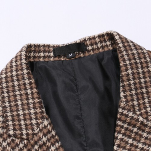 Mens Vests Double Breasted Plaids Checks Waistcoats Formal Dress Tops