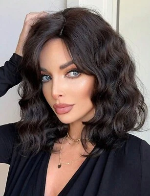 Perruque Synthétique Brun Foncé Courte Wig Femme Bouclé 40cm +4 Bonnet - Photo 1/4
