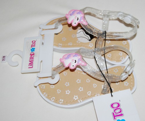NWOB Limited Too Little Girls Clear Sparkle Unicorn Jelly Sandals sz 7-8 - Picture 2 of 8