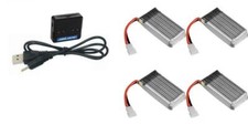 Hubsan X4 H107D 4 in 1 3.7v USB Charger and 380mAh LiPo Battery Set of 4 