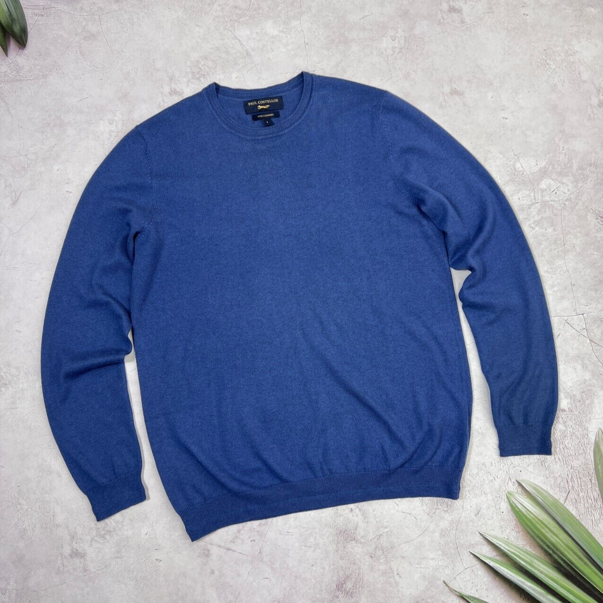 Paul Costelloe Sweater Pullover Jumper Cotton Cashmere Blue size