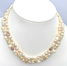 VINTAGE WHITE BAROQUE 7.5MM-8.4MM FRESHWATER PEARL 32 INCH NECKLACE