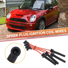 Pack of 4 Spark Plug Wire Ignition Coil Cable for Mini Cooper 1.6L l4 2002-2008