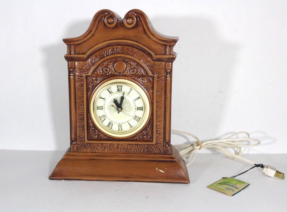NOS Vintage 60s Mid Century Modern MCM Ceramic Electric Mantel Desk Clock Brown - Thumbnail 2