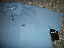 HURLEY New NWT Mens Polo Shirt Light Blue Solid MEDIUM LARGE