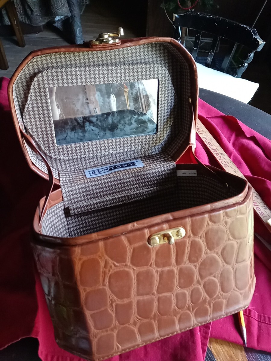 Vintage Bentony Cosmetic Hardcase Travel Bag Brown