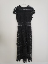 Boho Black Maxi Dress Crochet Lace Sheer