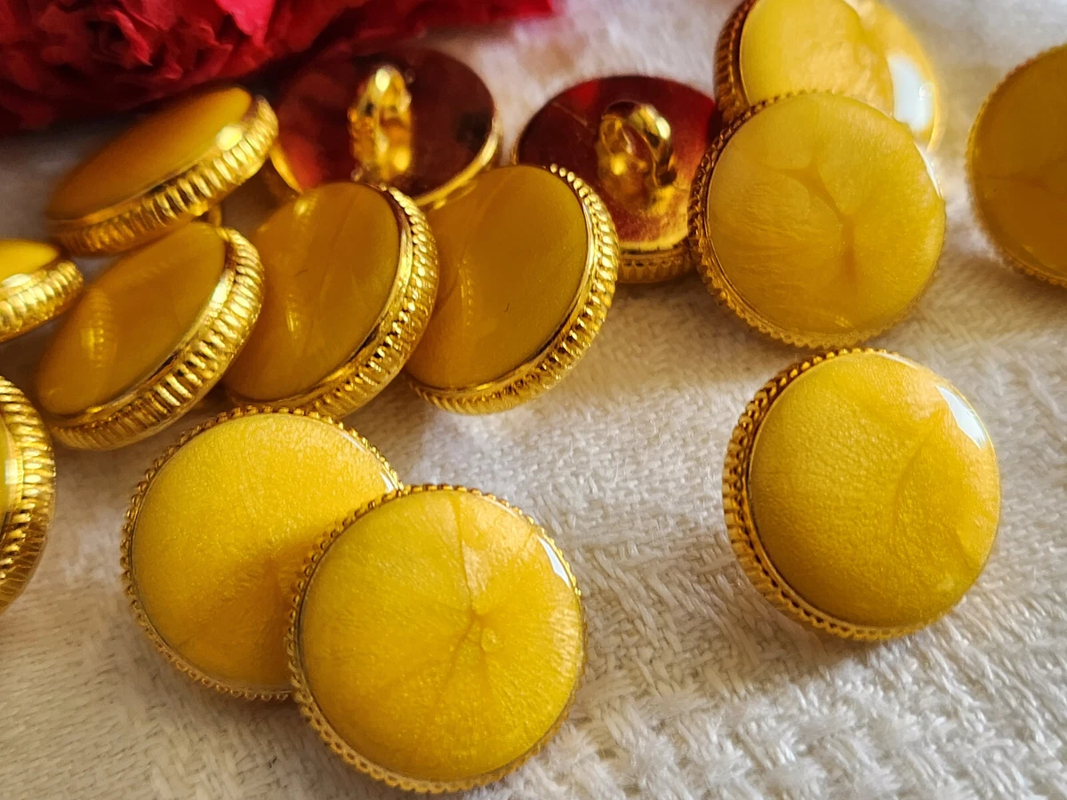 Lot De 6 Boutons Vintage En Métal Jaune - Diamètre 2 Cm (20 Mm) - Réf. 1849 - Origine France