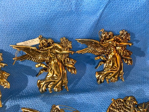 Set of 10 Gold Tone Hanging Angel Christmas Ornaments - Picture 4 of 9