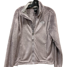 L The North Face Womens Fleece Jacket Hooded Full Zip Gray Size Large pockets