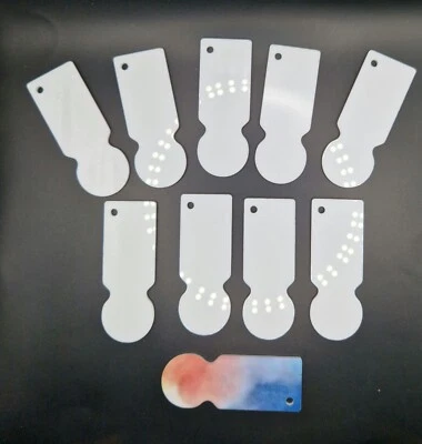 MARKENLOS 10x Acryl Rohling weiß Einkaufswagenlöser Chip Sublimation Epoxidharz Plott