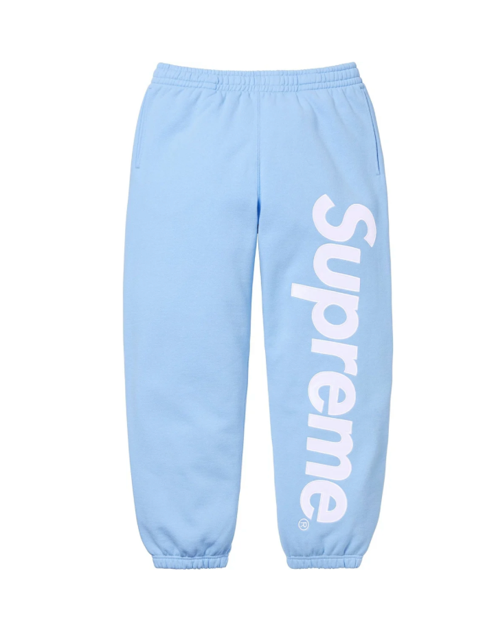 FW24 Supreme Satin Applique Sweatpants - Light Blue - Size - Large 