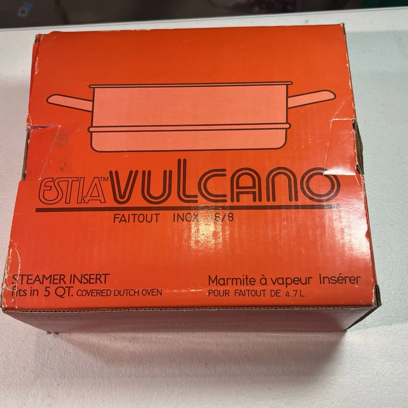 Estia Vulcano Stainless Steamer Insert 5 Quart Dutch Oven Size NIB