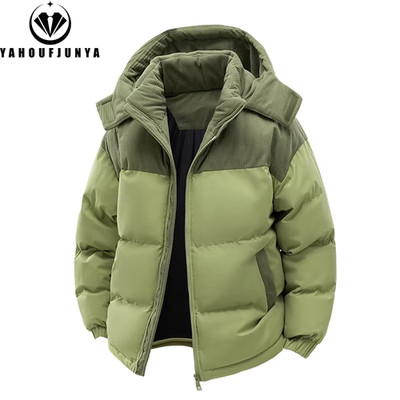 Herren Winterjacke Warm Gefüttert Abnehmbare Kapuze Winddicht Parka Mantel