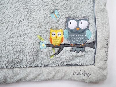 Koala Baby ''Owl Be Cherished'' Gray Sherpa Plush Blanket 28x39'' 2014