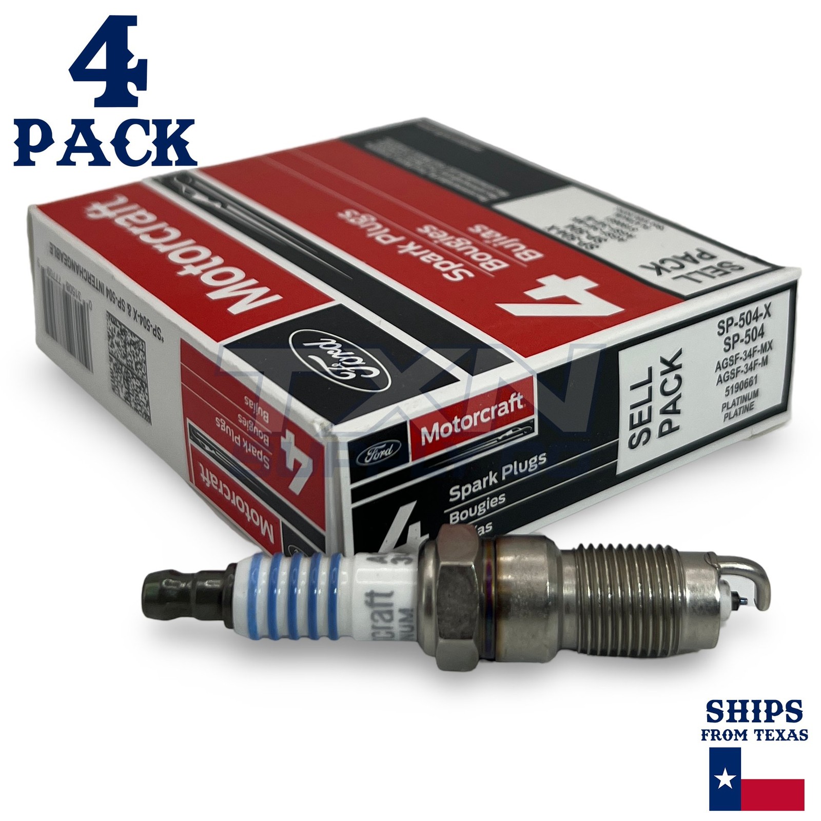 Motorcraft SP504 Platinum Spark Plugs SP-504-X - 4 Pack