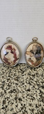VTG Lot Of 2 Signed Marguret Framed Dried Flowers & Butterfly Collage Great...