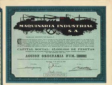 Maquinaria Industrial S.A. 1959 Barcelona Maschinenfabrik Spanien 1000 Pesetas #