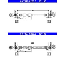 2x ATE BREMSSCHLÄUCHE HINTEN passend für FORD B-MAX FIESTA | 83.7827-0263.3