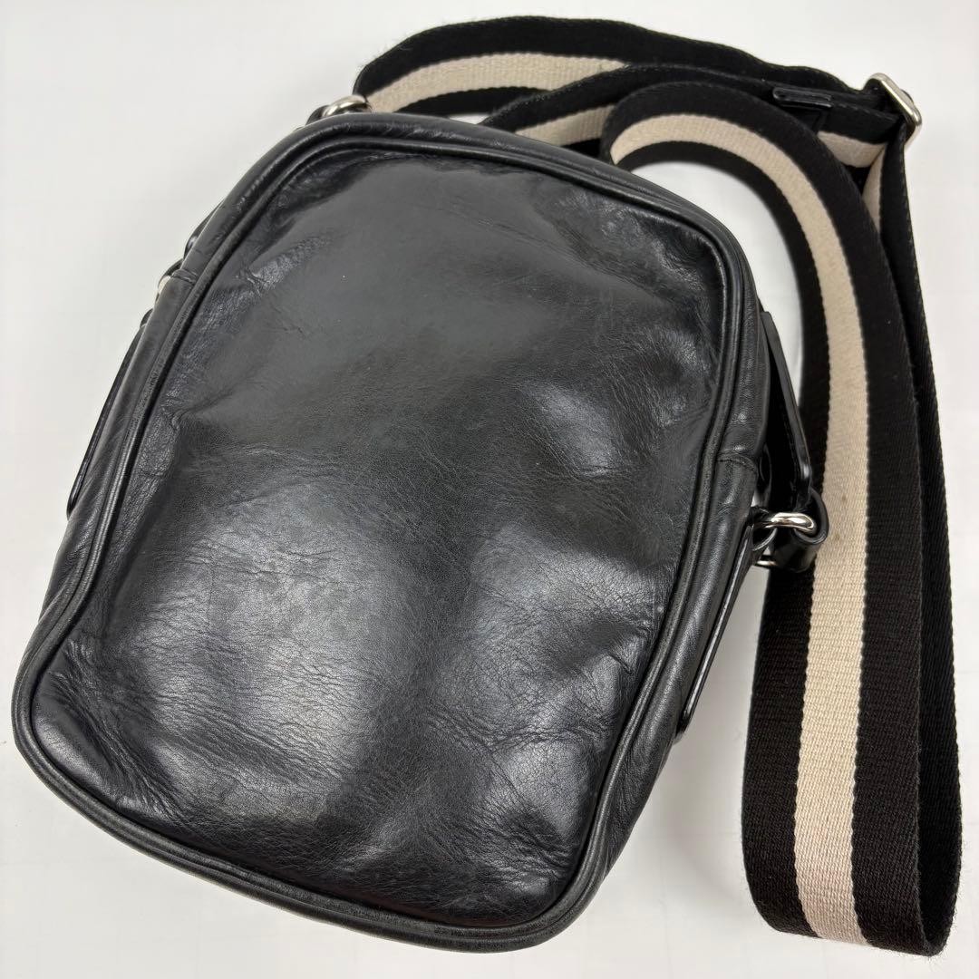 Bally Trainspotting Leather Crossbody Shoulder Bag Black 2way Camera Pouch Auth