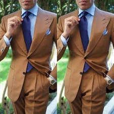 2 Pcs Men Suits Wedding Groom Formal Business Blazer Pant Peak Lapel Tuxedos