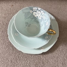 Paragon Primula  Trio Vintage English Fine Bone China &ndash; Duck Egg Blue