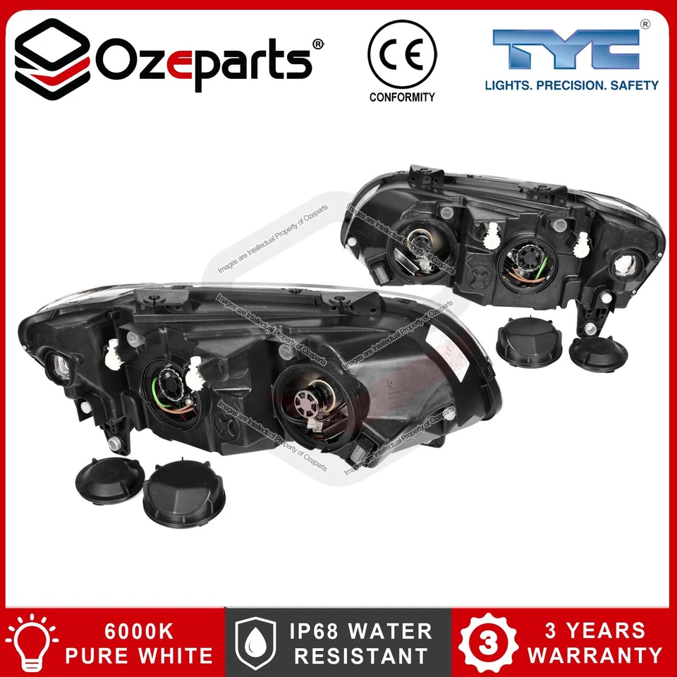 Pair Headlights Black + LED Globes For Holden Commodore VE S1 Omega SS SV6 06~10 - Image 2 of 4