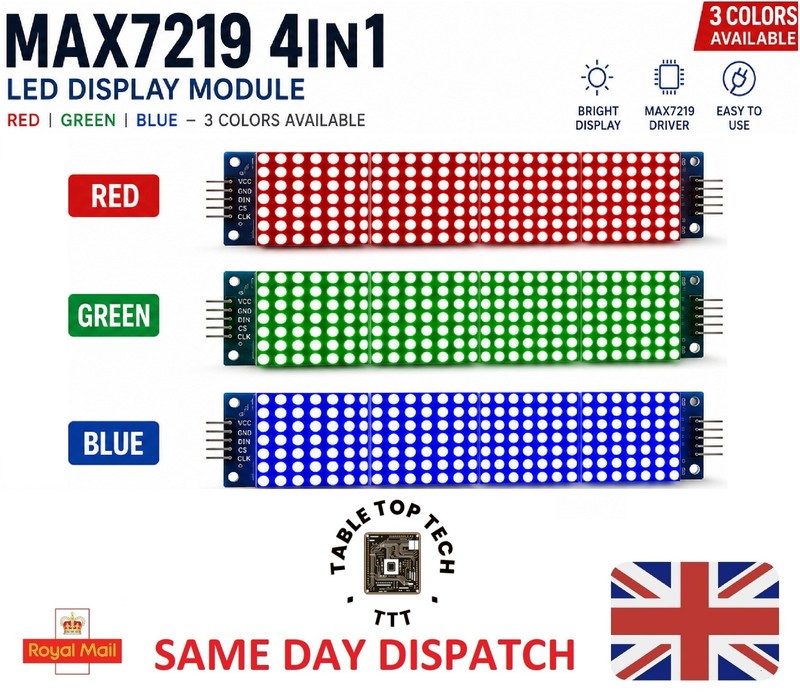 MAX7219 Dot Matrix Module 8x32 LED Display For Raspberry Arduino ESP 8266 ESP32