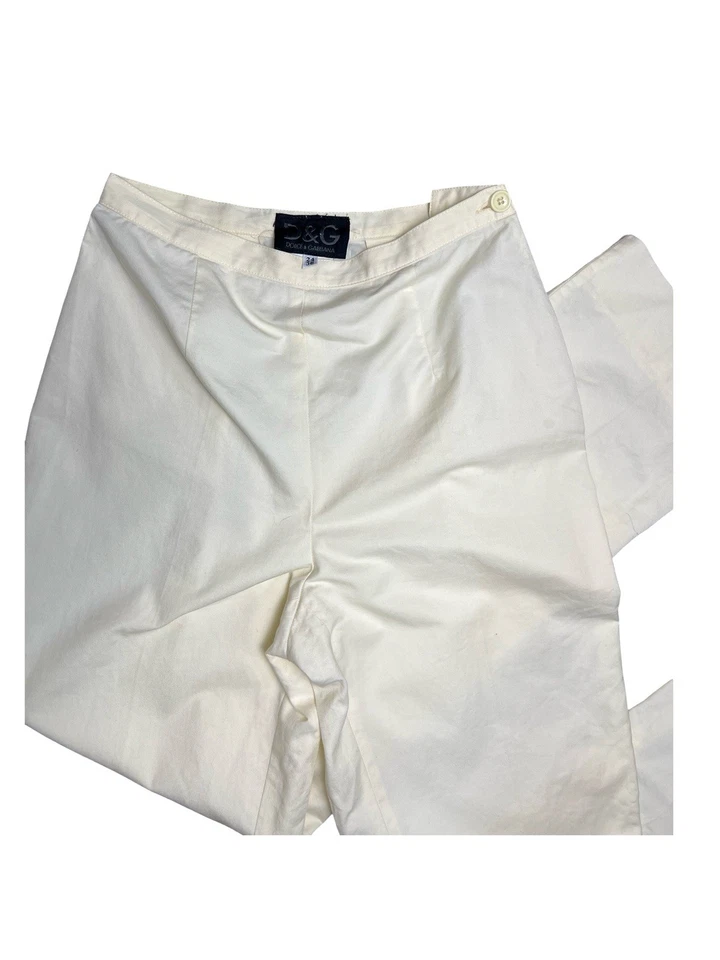 Pantalón De Colección D&G Dolce & Gabbana Blanco IT 38 US 4 24" Cintura Pierna Recta Foto 2 de 4