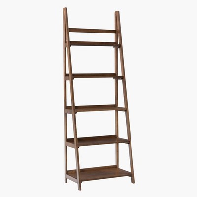 Linon Melissa Walnut Mid-Century 5 Shelf Bookcase