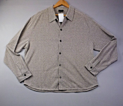 H&M Hemd Herren XL Beige Strukturiert Langarm Smart Casual Strickoptik Meliert Neu mit Etikett