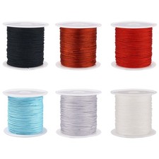 Pandahall 6 Rolls 0.6mm Nylon String for 6 Colors - Black, Red, White