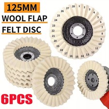 6PCS 125MM Wool Felt Flap Disc Metal working Polishing Buffing Wheel For Grinder