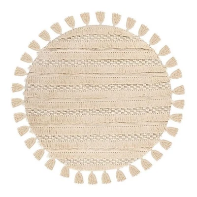 Tapis Bohème Tissé à la Main "Bohist" 160cm Naturel - Photo 1/4