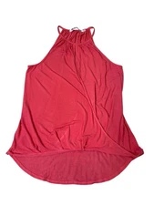 Michael Stars Pink Halter Tank Top Relaxed Fit w/Keyhole Neckline Bubble Hemline